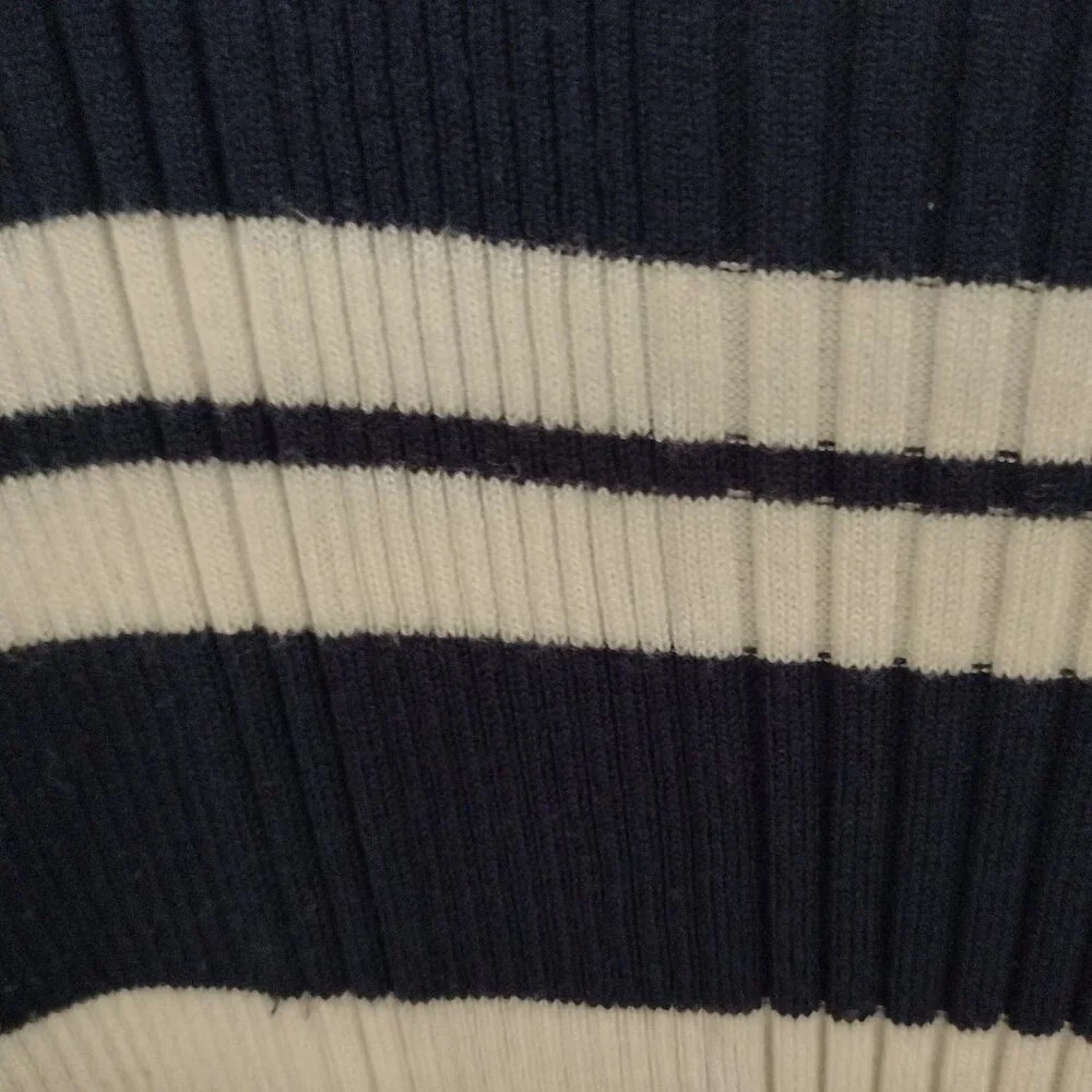 Hooked Up by IOI XL Navy White Striped Ribbed Knit Sweater NWOT Long Sleeve Top - Picture 3 of 8